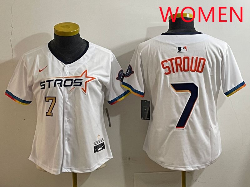 Women Houston Astros 7 Stroud White Fourth generation Joint Name Nike 2025 MLB Jersey style 4